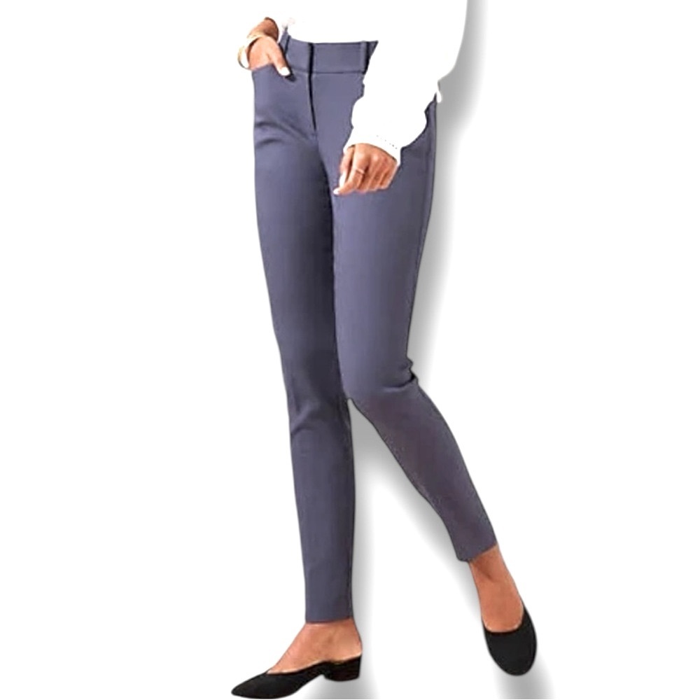 LOFT Size 8P Coastal Gray Ankle Pants Cotton-Polyester-Elastane Pockets